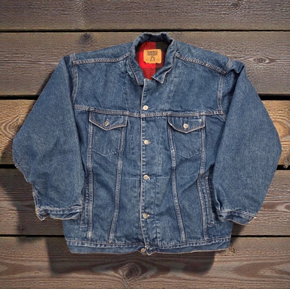GAP Other - Vintage GAP Flannel Lined Denim Jacket 90s Mens Large Blue Jean Button-Up Winter